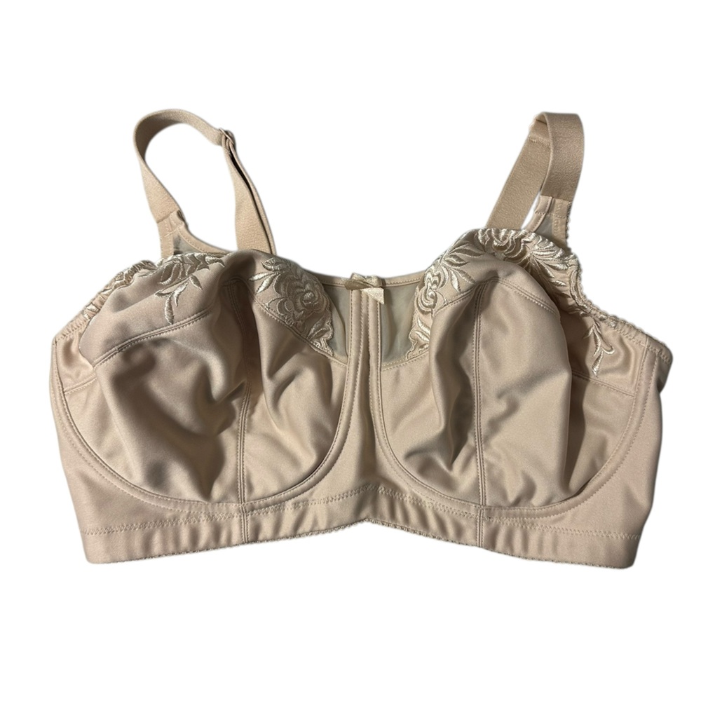 Elila Beige Embroidered Wireless Bra